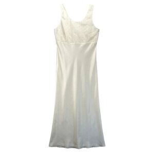 NWT  Vintage Victoria's Secret Pearl Satin Bridal Slip Dress Ivory Maxi Y2K Med